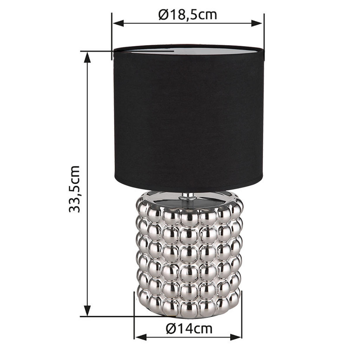 TISCHLEUCHTE VALENTINO Keramik Schwarz 2er Set - Schwarz, Textil (18.5/18.5/33cm) - Globo Lighting