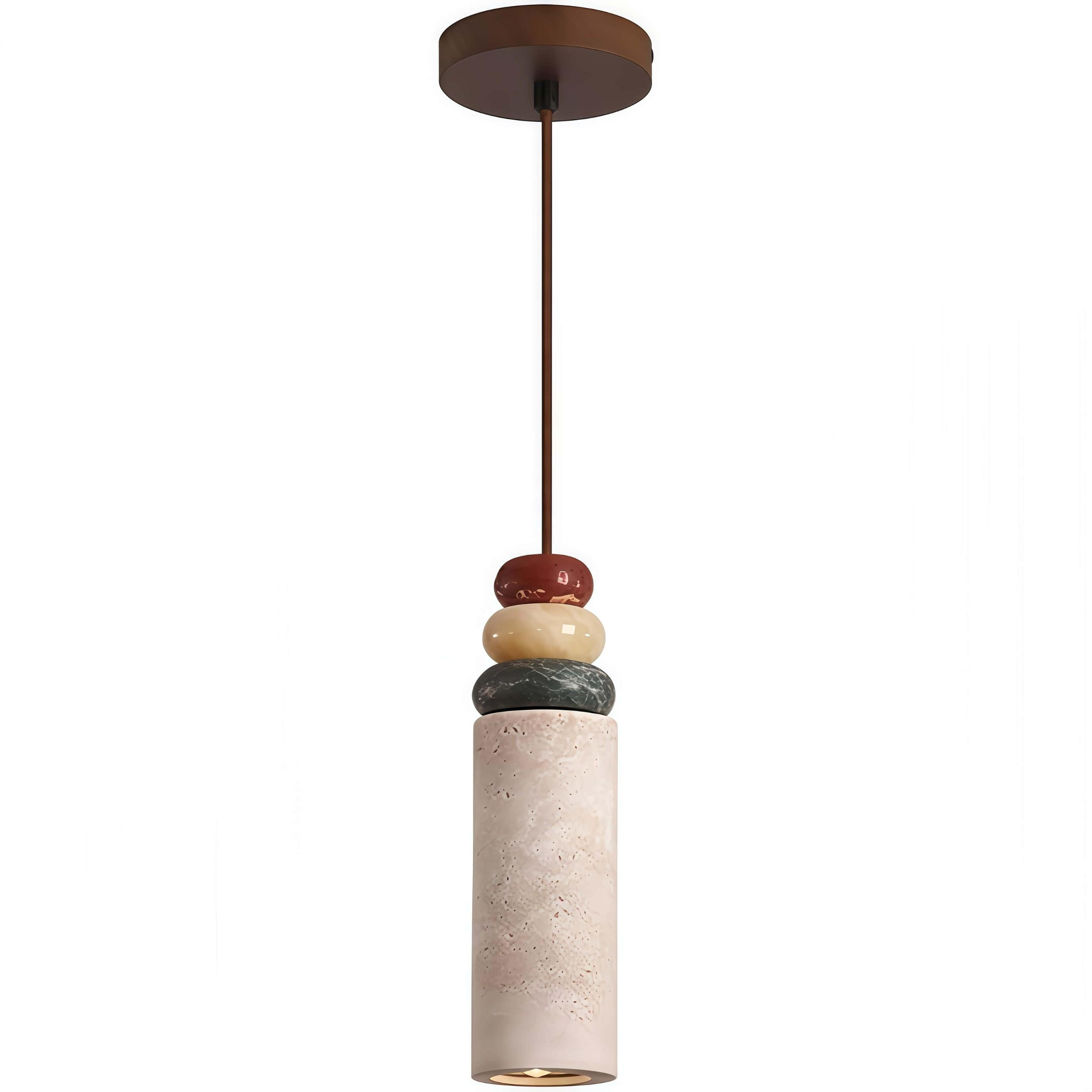 HÄNGELEUCHTE Travertin Gelb & Holz Japan, Natur - Gelb, Stein (7/24/7cm) - Authentics