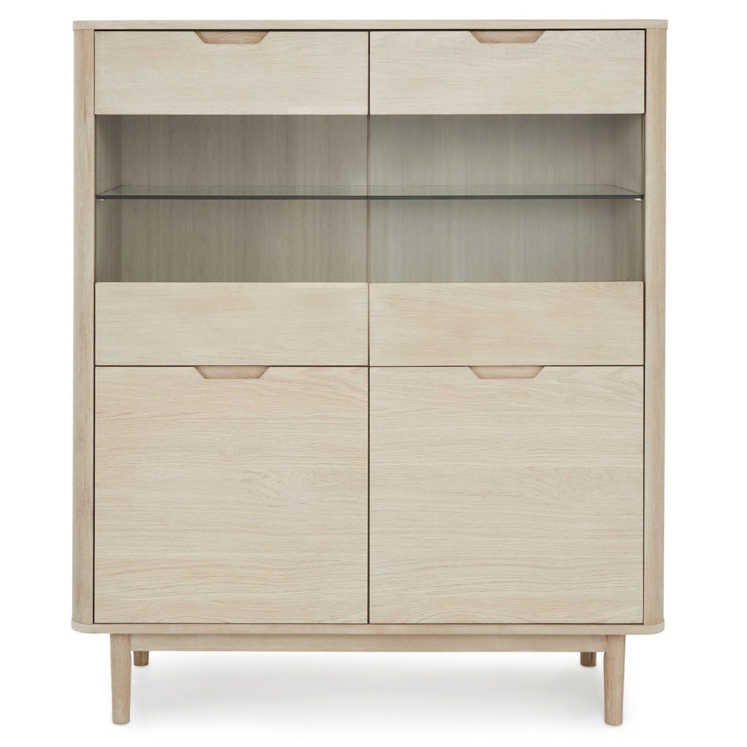HIGHBOARD Eiche massiv - Eichefarben, Holz (123/146/45cm) - Furnhouse
