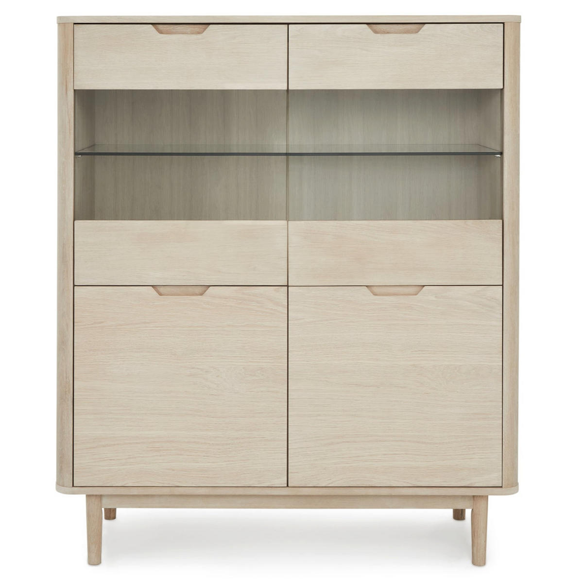 HIGHBOARD Eiche massiv - Eichefarben, Holz (123/146/45cm) - Furnhouse