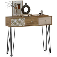 KONSOLENTISCH DE-16776 3 Schubladen, Haarspangenbeine, 90 cm Braun - Braun, Holzwerkstoff (90/30/75cm) - ComfortXL