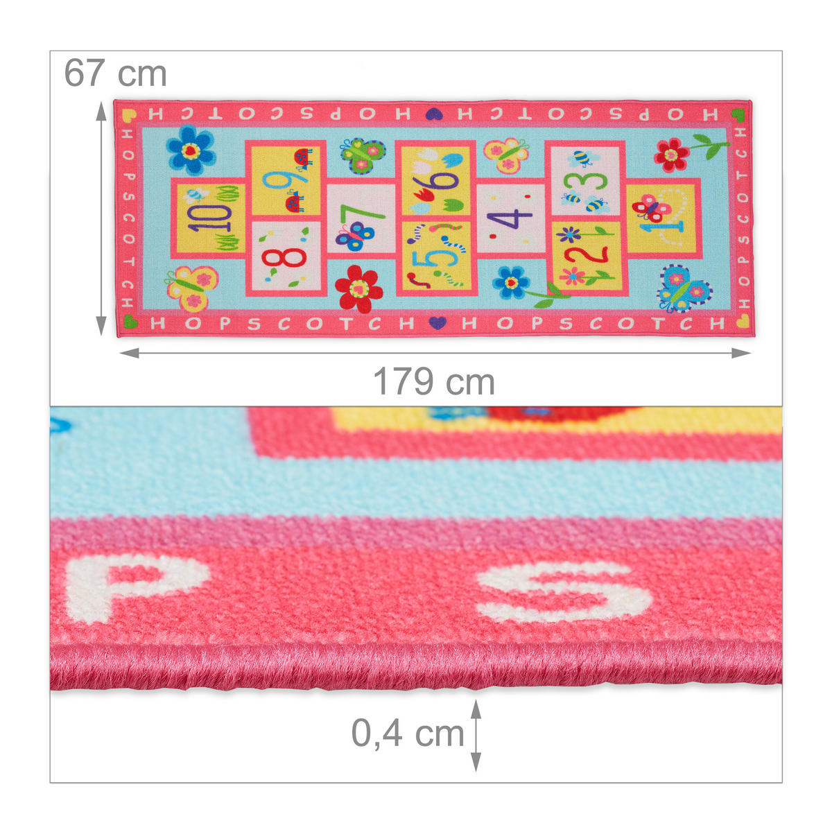 KINDERTEPPICH - Pink, Kunststoff/Textil (67/179cm) - Relaxdays