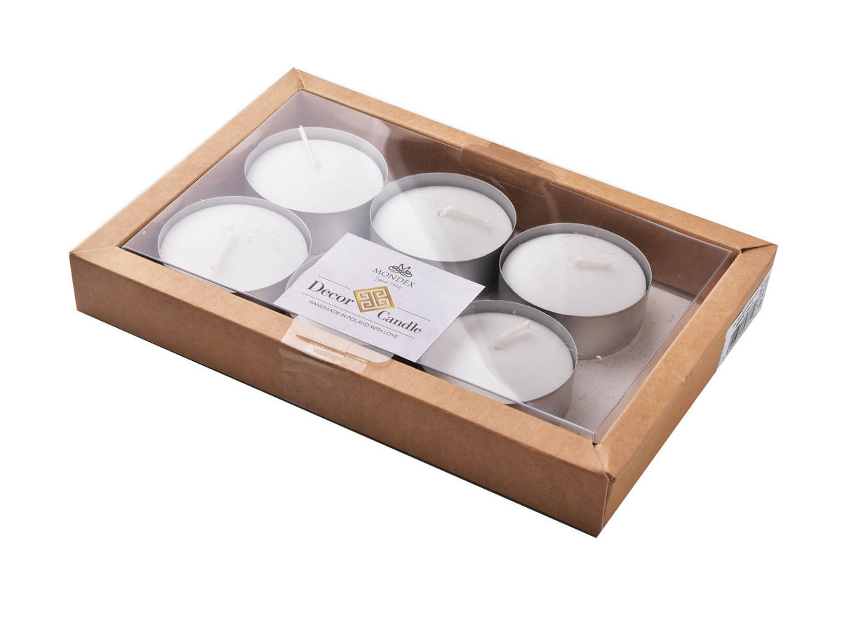 TEELICHTER Basic Weiß 22.5/15.5/3 cm - Weiß, Naturmaterialien (15.5/3/22.5cm) - Mondex