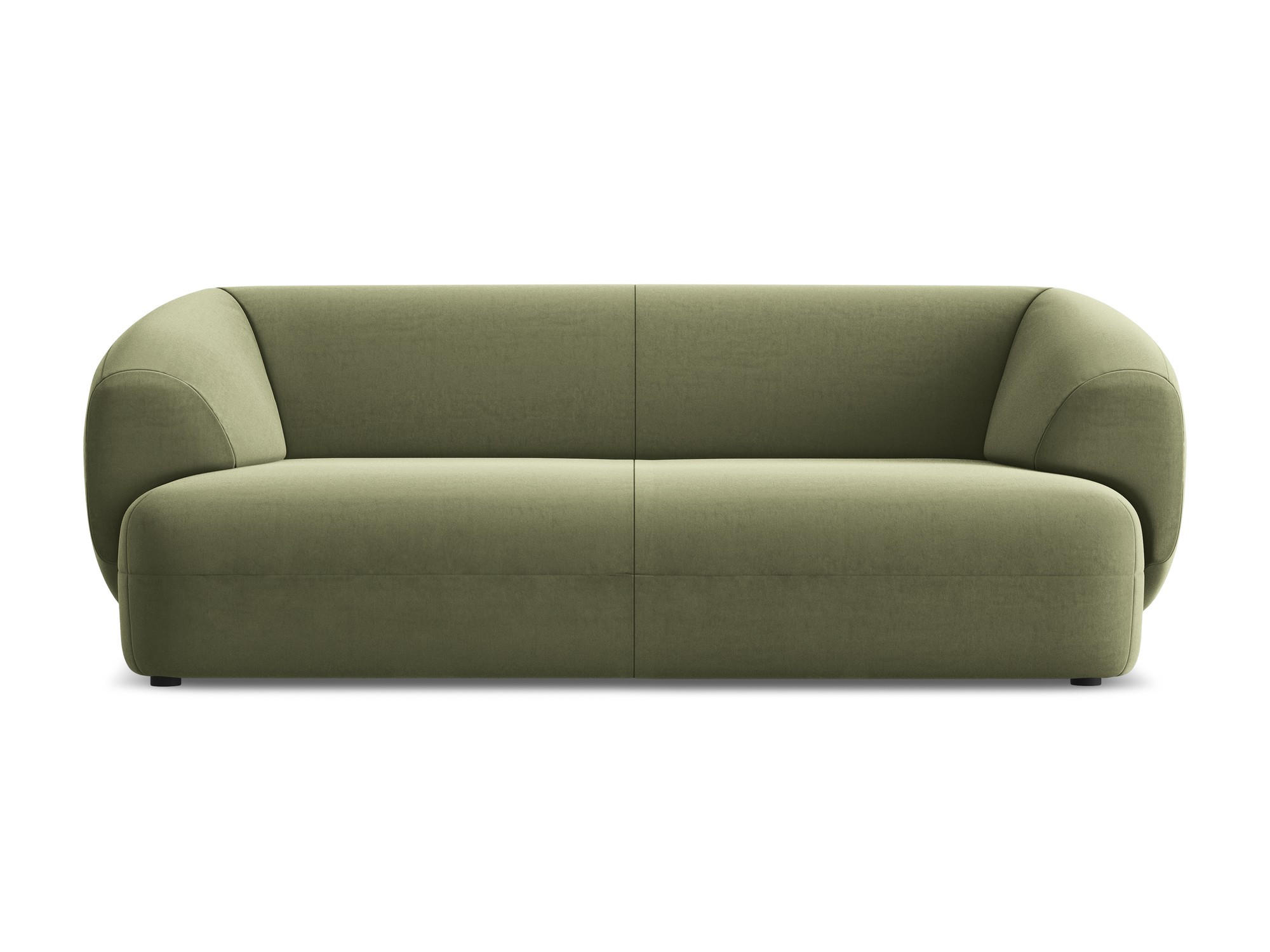 3-SITZER SOFA Samt Stoff Grün - Schwarz/Olivgrün, Kunststoff/Textil (212/81/98cm) - Makamii