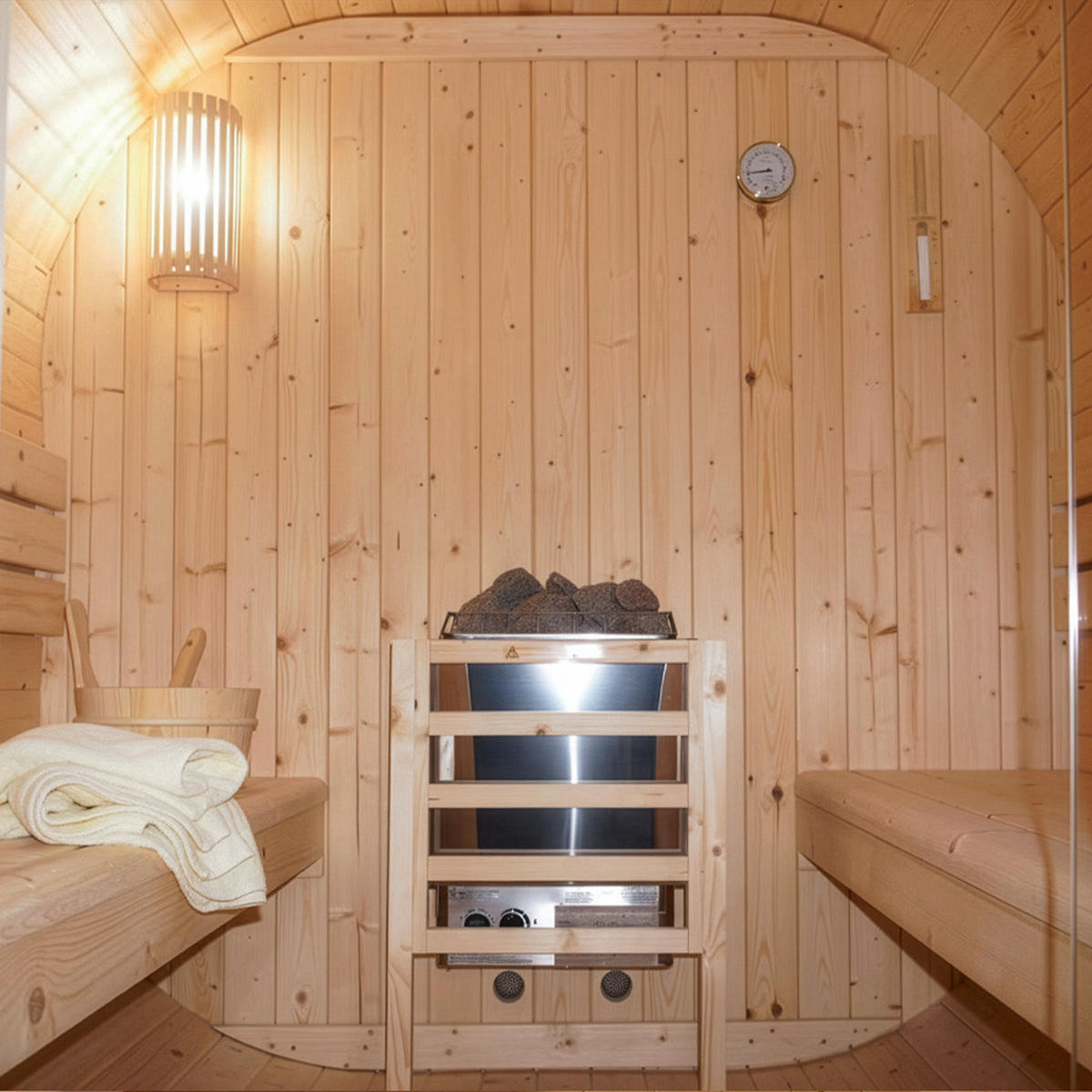 OUTDOOR SAUNA CUBE L - L - Braun, Holz (192.8/194/180cm) - Home Deluxe