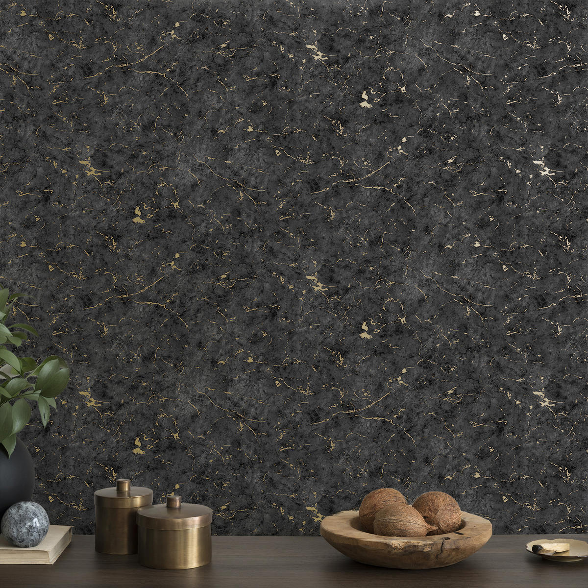 VLIESTAPETE Gips - Schwarz, Papier/Kunststoff (104/1000cm) - Easy Decor