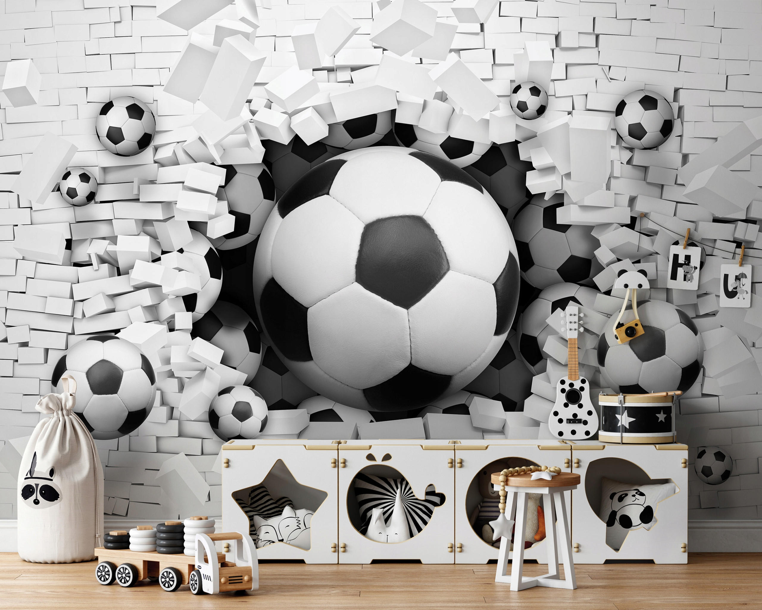 FOTOTAPETE Fußball Kinderzimmer Vliestapete Tapete 250x175 - Multicolor, Papier (250/175cm) - Wallarena