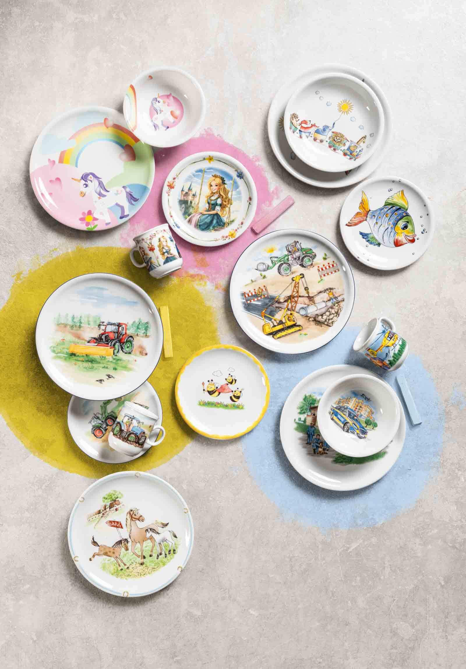 KINDERGESCHIRR SET Compact Blaulicht bunt 3er Set - Multicolor, Keramik (21.4/20.5/21.4cm) - Seltmann Weiden