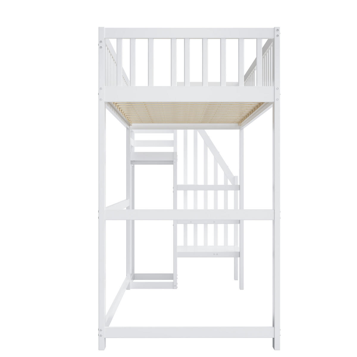 HOCHBETT 90/200 cm Weiß aus Holz mit Treppe - Weiß, Holz (90/200cm) - OKMYHOME
