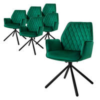 DREHSTUHL Samt Dunkelgrün 6er Set - Dunkelgrün, Metall (63/90/57cm) - ML-DESIGN