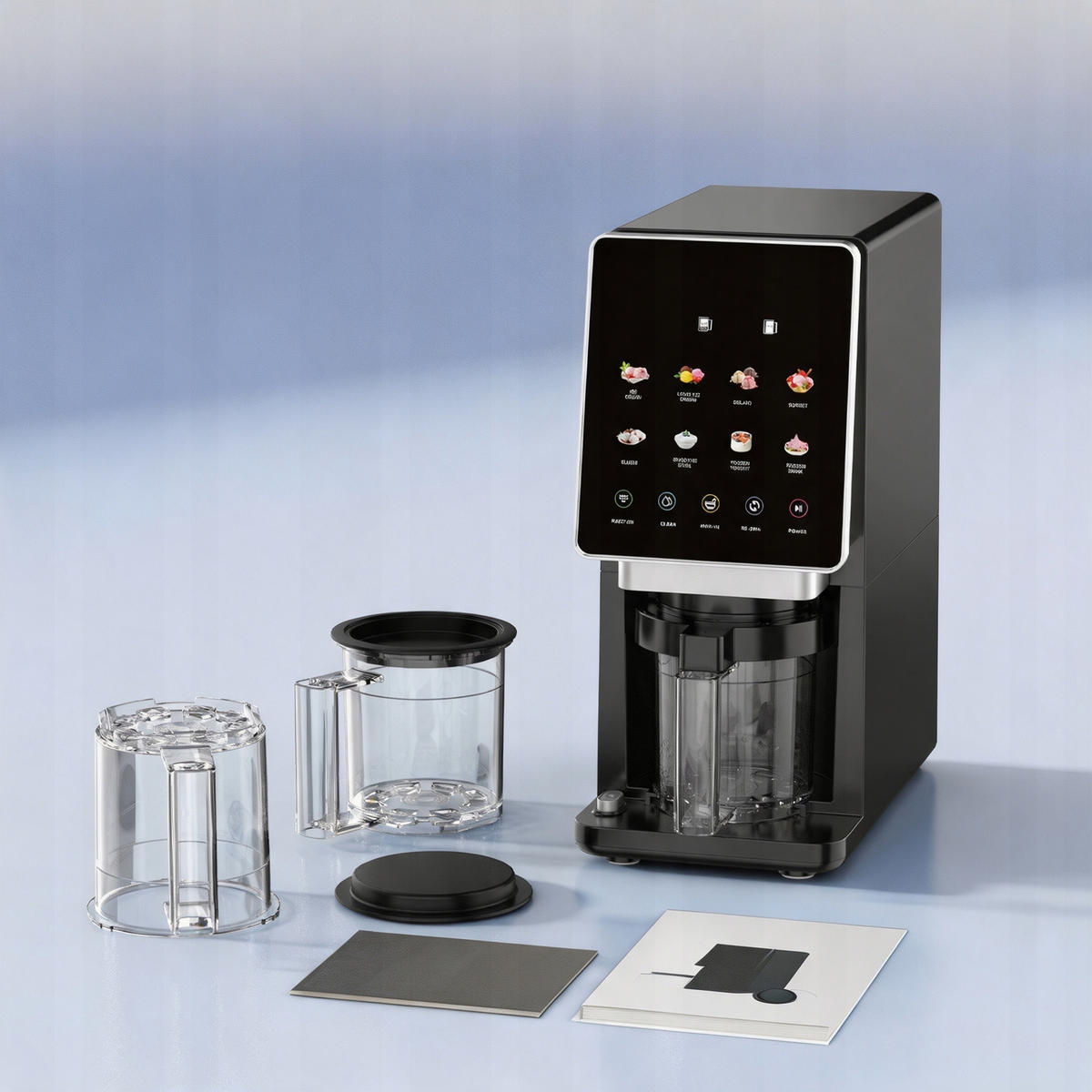 EISMASCHINE 10in1 Weiß 650 ml mit 3 Bechern Re-Spin Touchscreen - Schwarz, Kunststoff (15.7/37.6/33.5cm)