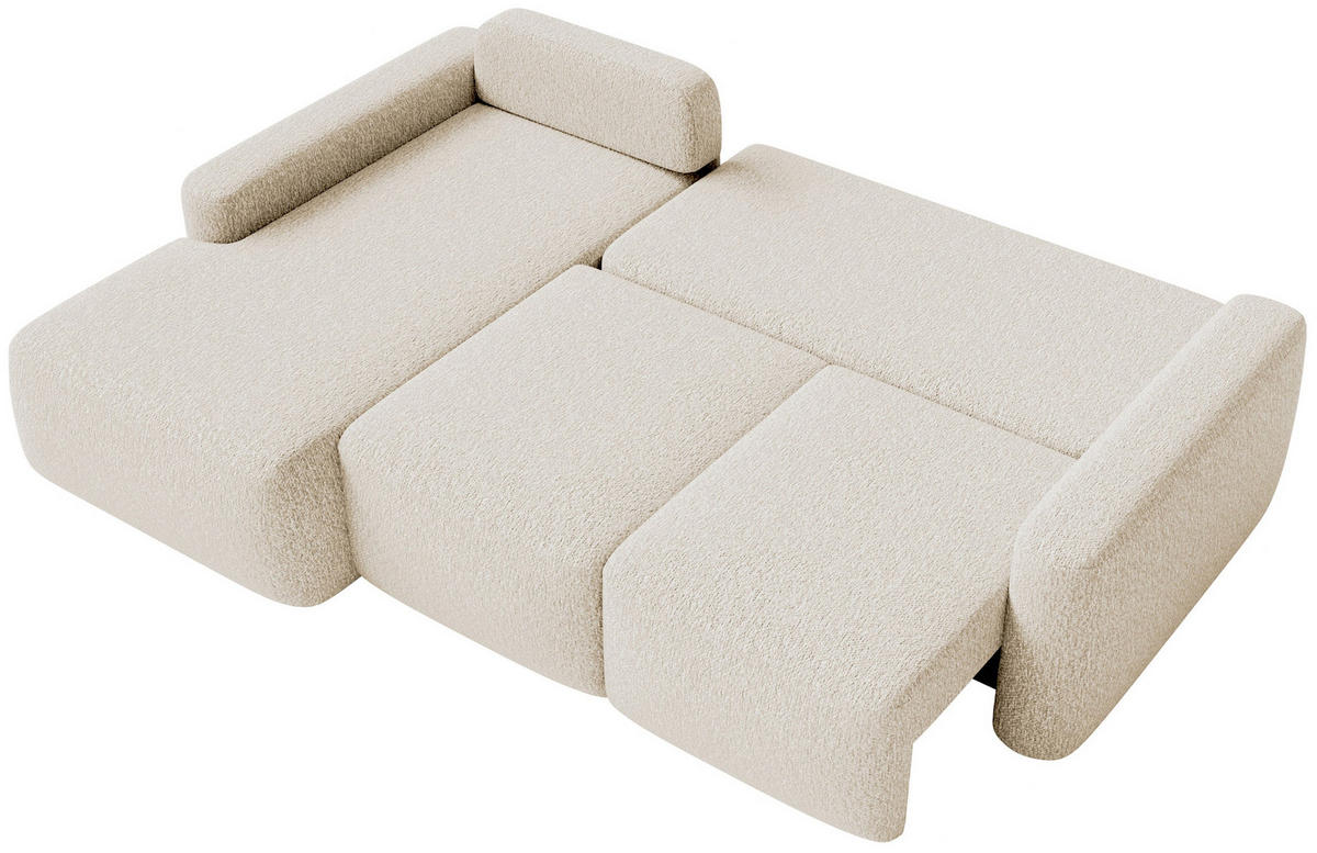 ECKSOFA Carnos Mini Hellbeige Chenille - Ecru/Schwarz, Kunststoff/Textil (238/164cm) - Selsey
