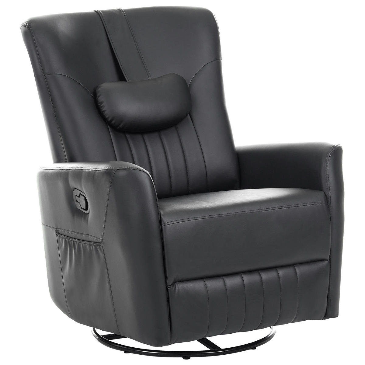 SCHAUKEL-FERNSEHSESSEL drehbar Kunstleder Schwarz Rea - Schwarz, Kunststoff/Metall (85/102/107cm) - Beliani