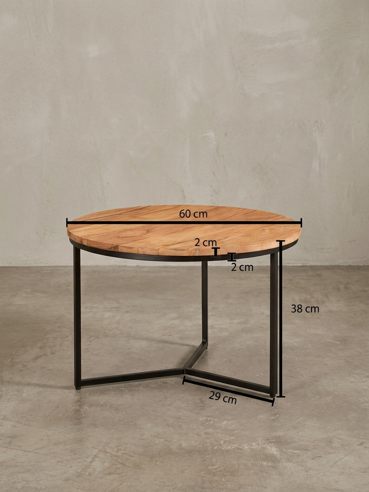 COUCHTISCH aus Akazienholz mit robustem Eisengestell und integriertem Stauraum - Beige/Schwarz, Holz/Metall (60/60/38cm) - KADIMA DESIGN