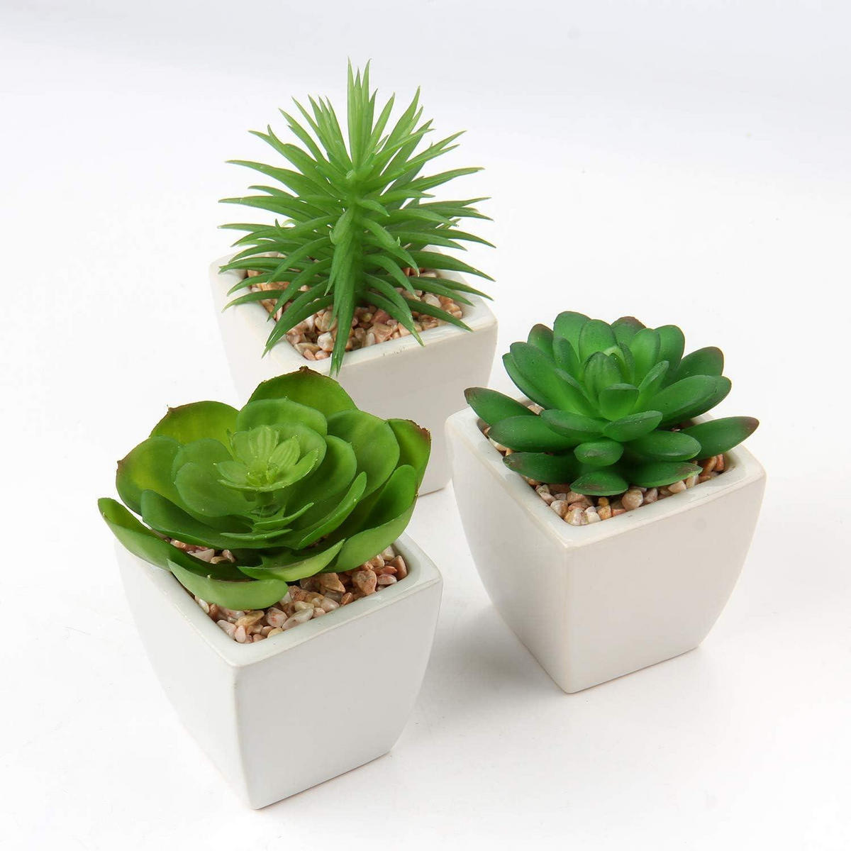 KUNSTPFLANZE 3er Set Sukkulente im Keramiktopf 10-13 cm - Multicolor, Keramik (13cm)