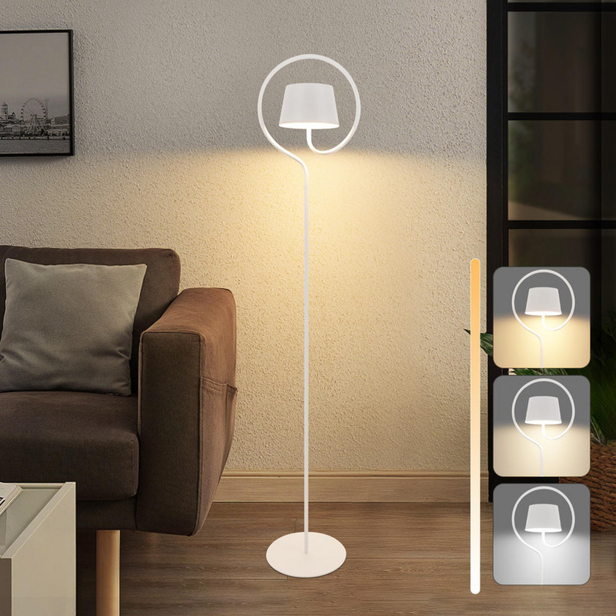 LED STEHLAMPE CAMPBELL Ⅲ 23/20/120 cm - Weiß, Metall (23/20/120cm) - Nettlife