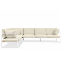 GARTENECKSOFA RAMBE 5-Sitzer mit Kissen, Weiß/Cremeweiß - Creme/Weiß, Textil/Metall (304/80/229cm) - KONSIMO®