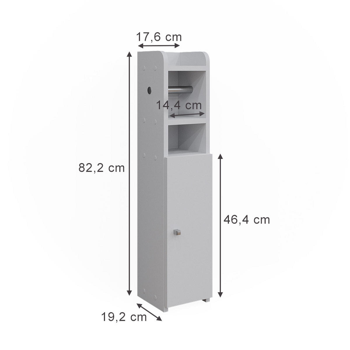 TOILETTENPAPIERSCHRANK Fynn Weiß 17.6 x 82.2 cm mit 1 Tür - Weiß, Holzwerkstoff (17.6/82.2/19.2cm) - Vicco