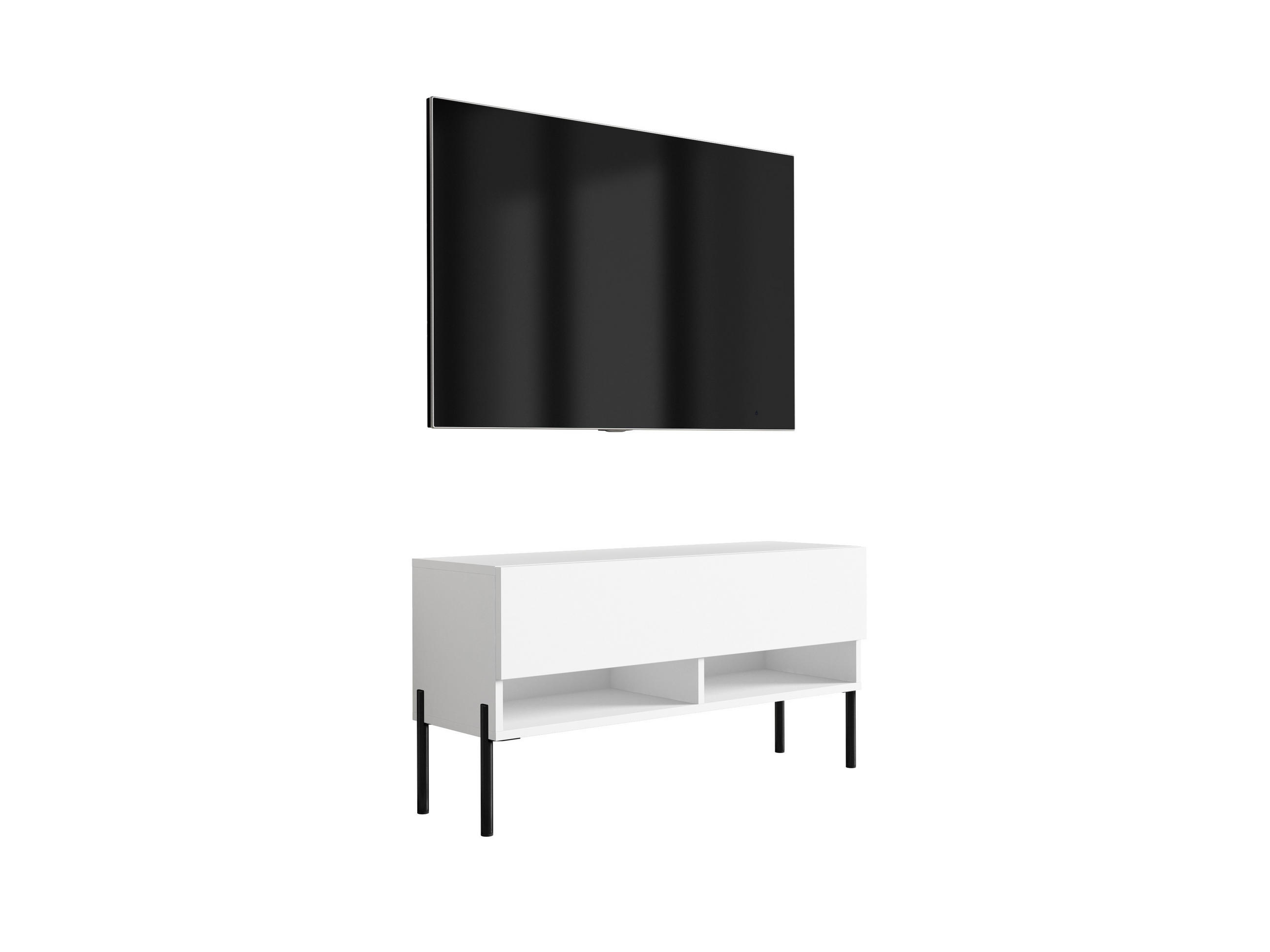 TV-LOWBOARD 100 cm Mattweiß, gerade schwarze Beine, 100 × 32 × 52 cm - Weiß, Holzwerkstoff (100/52/32cm) - 3XE LIVING