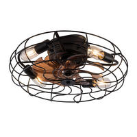 DECKENVENTILATOR 19Zoll Käfig Design LED Licht Industrie Schwarz - Schwarz, Kunststoff (50/50/17cm) - CASIVA