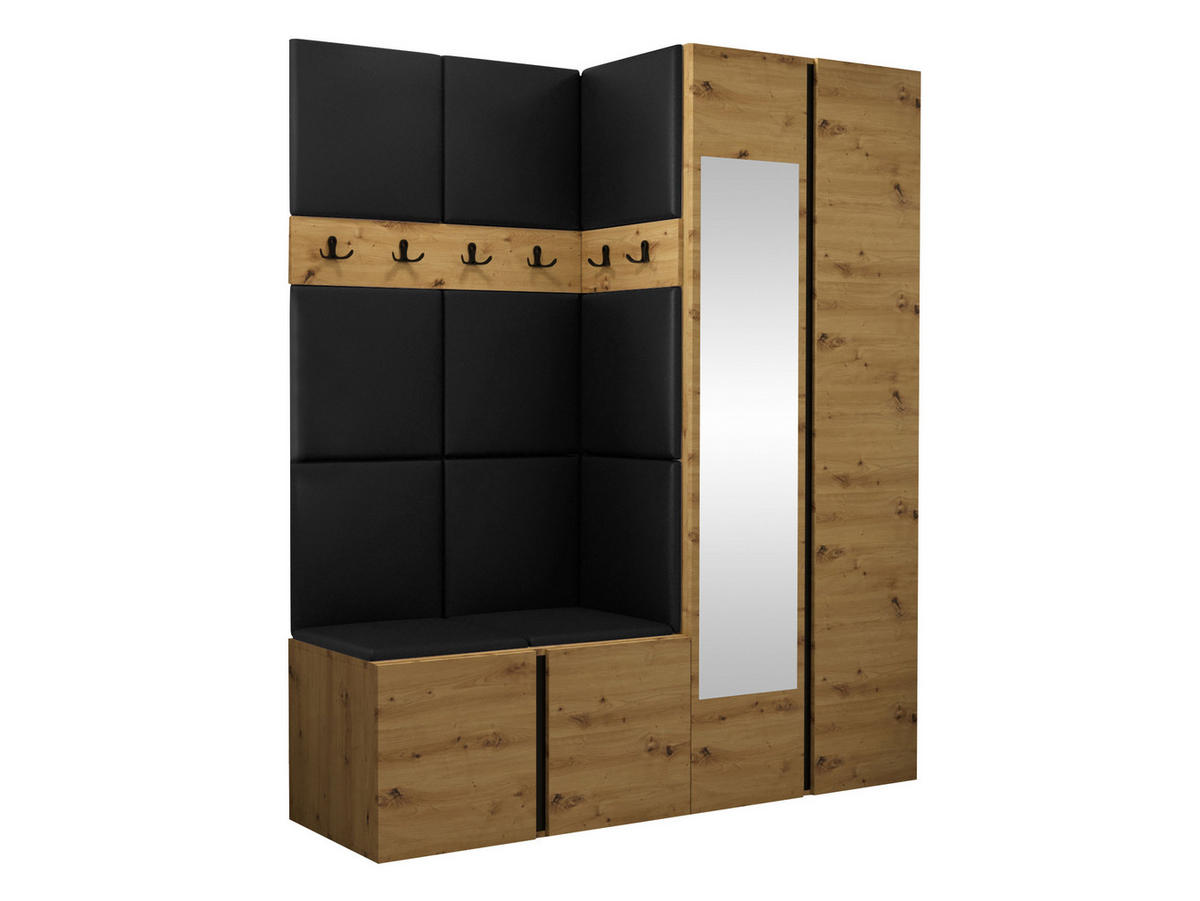 GARDEROBEN-SET Orion XII - Schwarz/Eiche Artisan, Holzwerkstoff/Kunststoff (158/186/46cm) - MIRJAN24