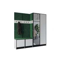 GARDEROBENSCHRANK EDEN 21 mit Spiegel - Weiß & Stoff Grün - Weiß/Grün, Holzwerkstoff (211/205/39cm) - Kier Furniture