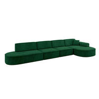 ECKSOFA Ottomane Rechts MARI-L3 - 413x171x79 cm Dunkelgrün Velours - Dunkelgrün/Schwarz, Holzwerkstoff/Kunststoff (171/413cm) - ALTDECOR