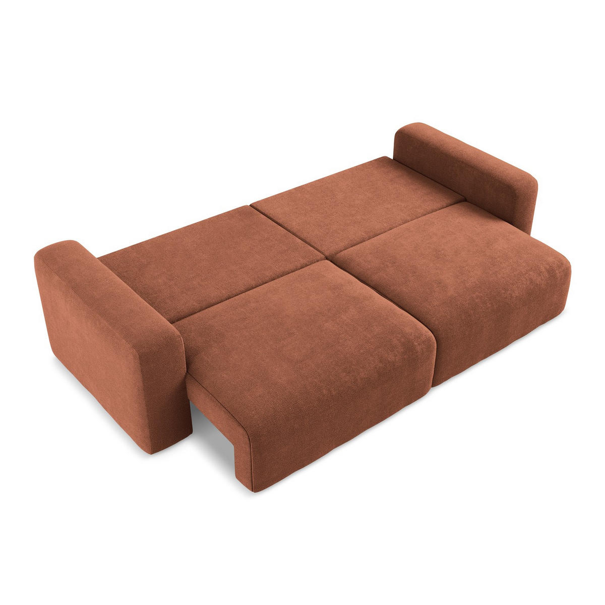 3-SITZER SOFA mit Schlaffunktion Chenille Stoff Orange - Terracotta/Schwarz, Kunststoff/Textil (244/79/102cm) - LaMiaSofa