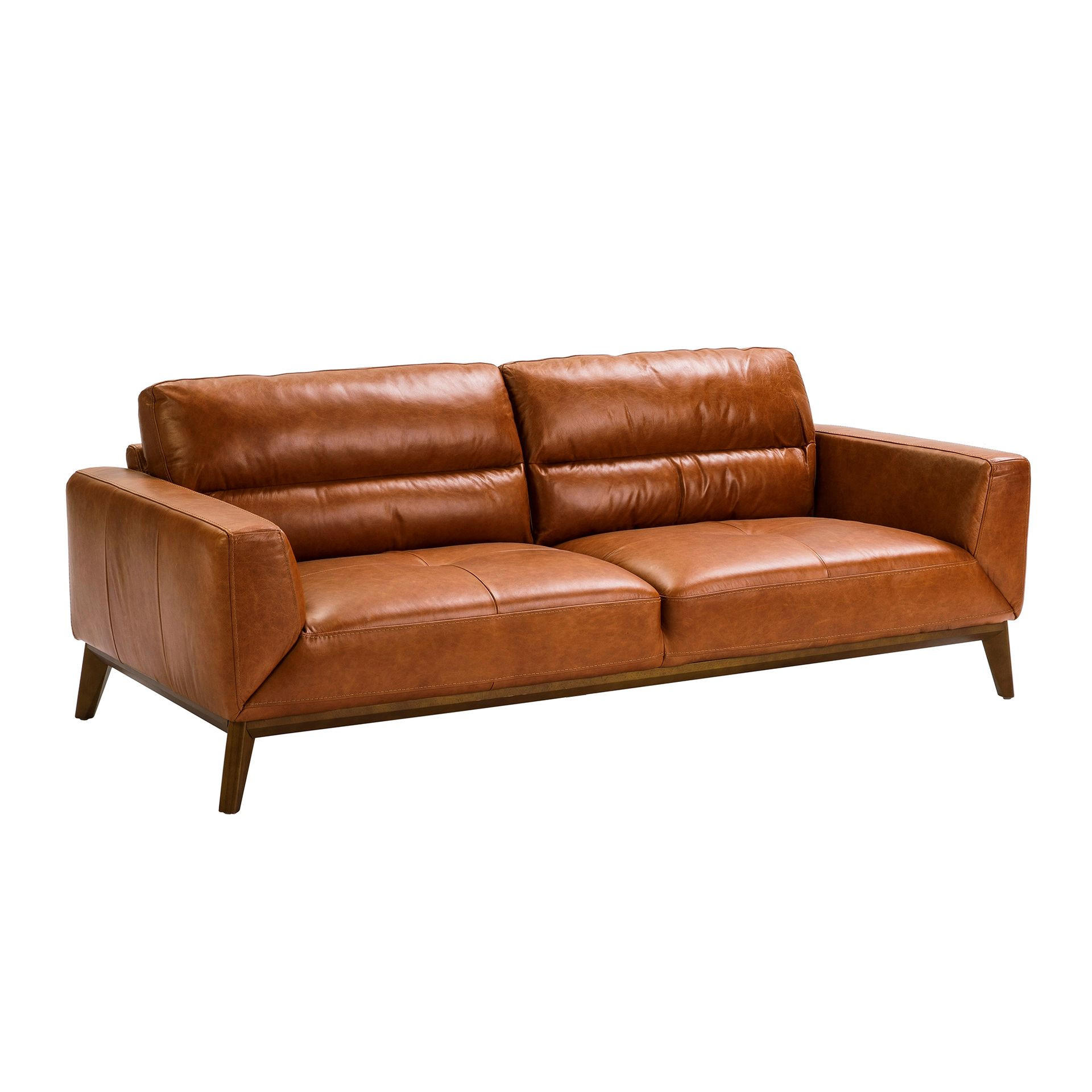 SOFA 3-Sitzer-Sofa aus braunem Leder 216/96/86 cm - Walnussfarben/Braun, Leder (216/86/96cm) - ANGEL CERDA
