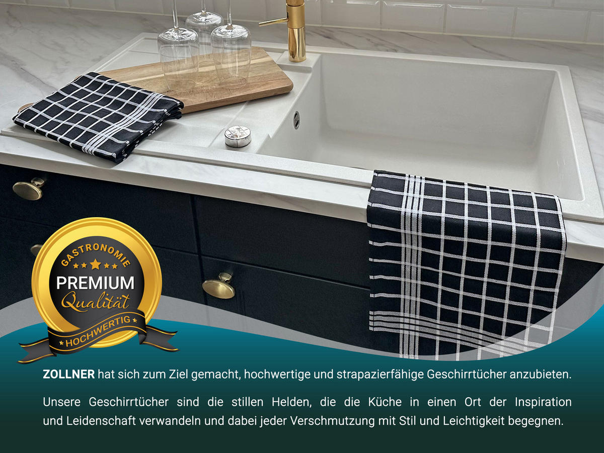 GESCHIRRTÜCHER, 5er-Set, 50x70 cm, 100% Baumwolle, Schwarz - Multicolor, Textil (50/70cm) - Zollner