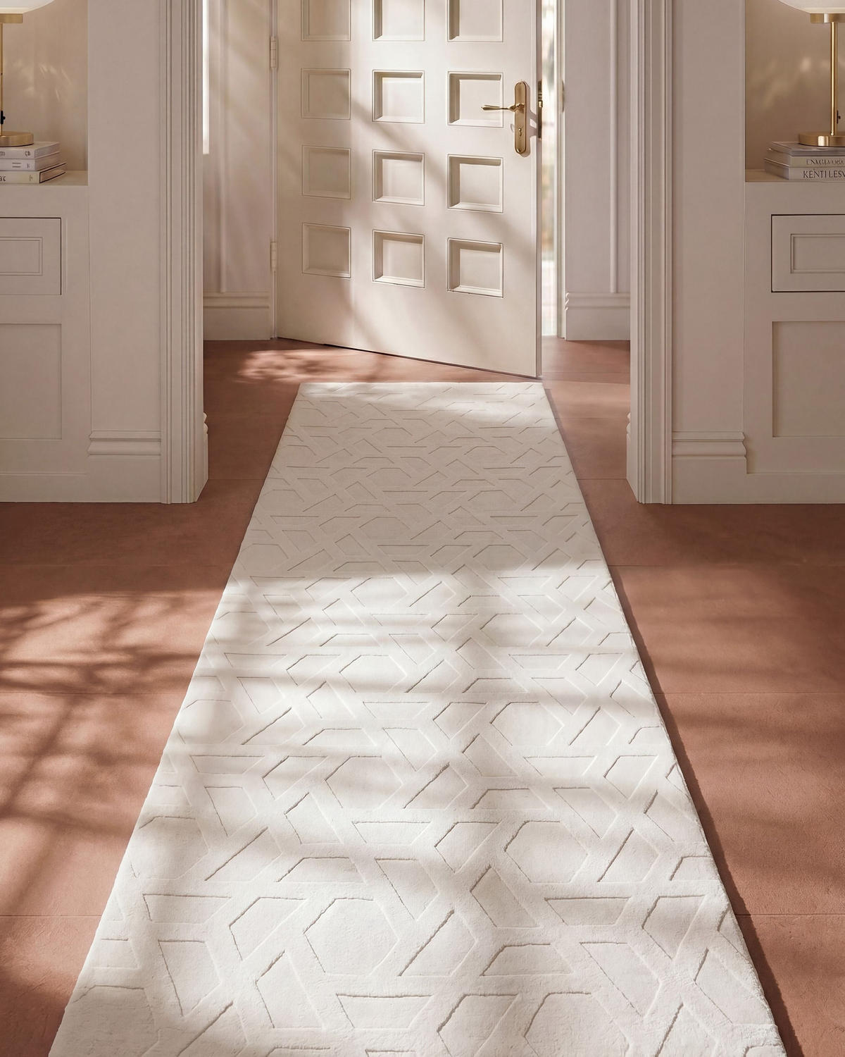 KOBEREC Krémově bílý 80/300 cm Antero - bílá/krémová, textil (80/300cm) - Beliani