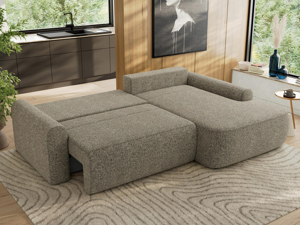 ECKSCHLAFSOFA CUBO L Grau Struktur - rechts - Schwarz/Grau, Kunststoff/Textil (187/273cm) - MKS