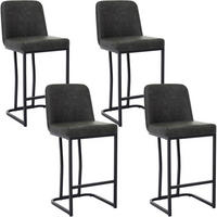 BARHOCKER 4er Set PU-Leder Grau mit goldenem Metallbein - Grau, Kunststoff (42/101/49cm)