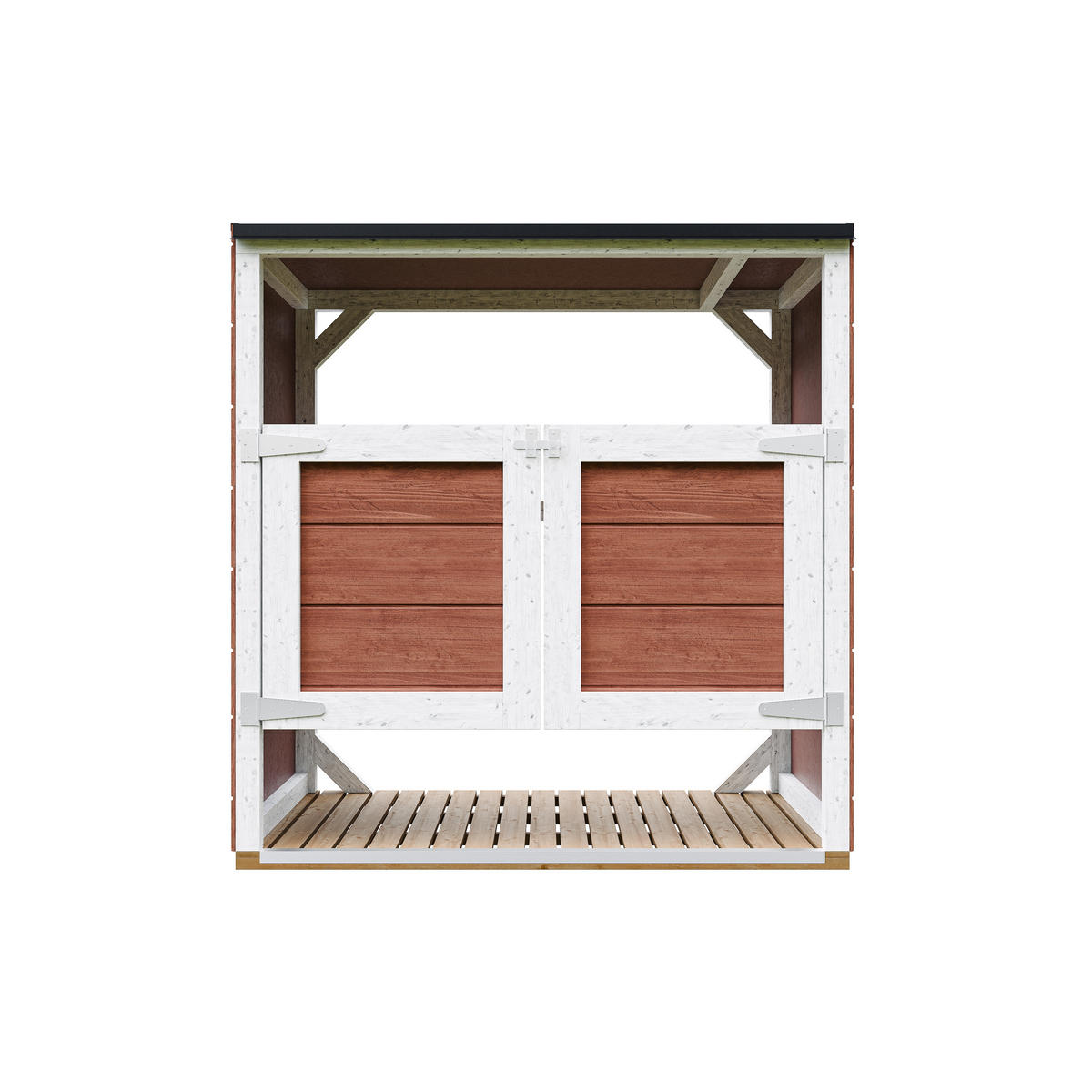 MÜLLTONNENBOX 2er 240L, M980A-REDWOOD RED, aus wetterfestem LP Smartside Holz - Rot, Holz (153/159/75cm) - Timbela