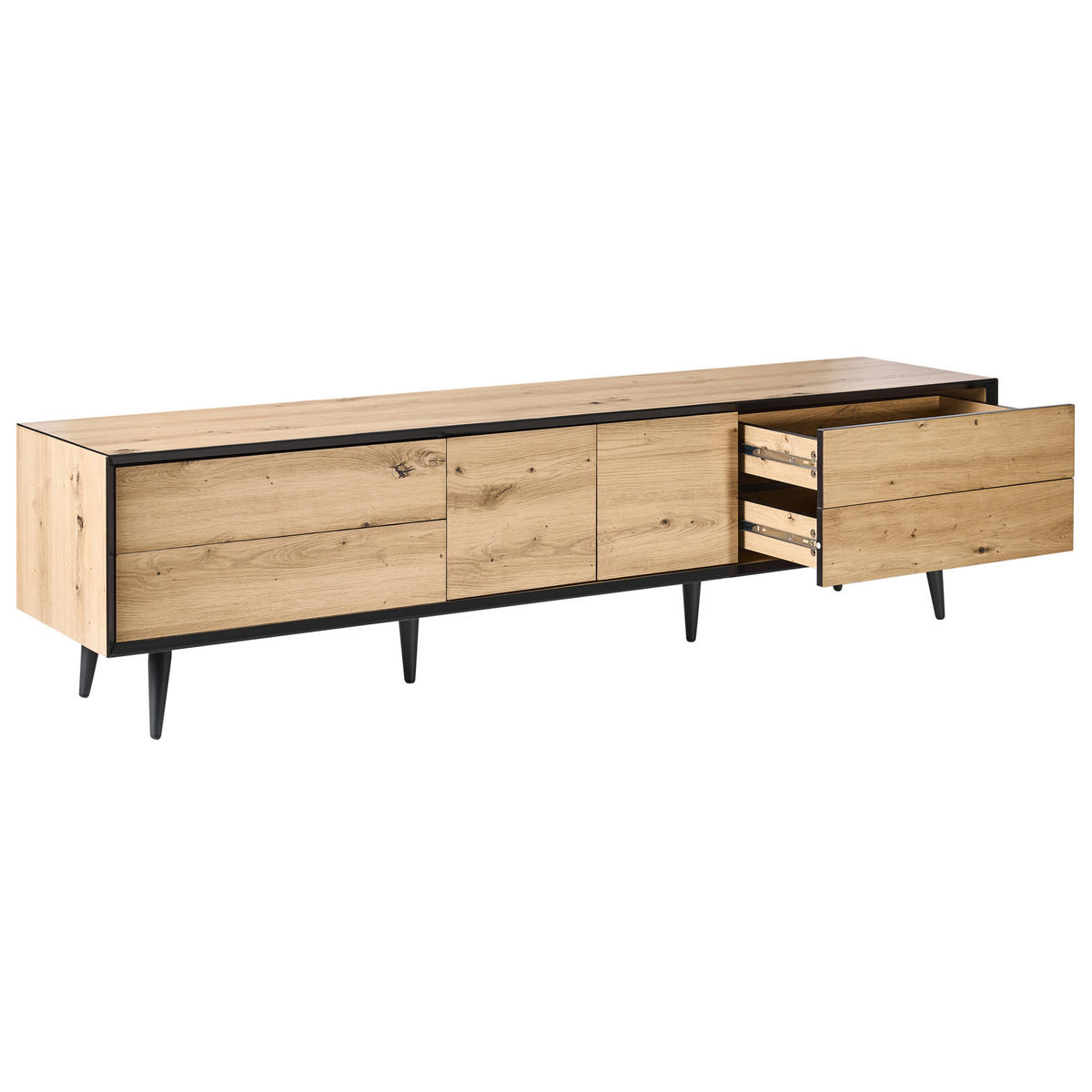 TV-MÖBEL Hellbraun Silverton - Hellbraun/Schwarz, Holzwerkstoff (180/46/37cm) - Beliani