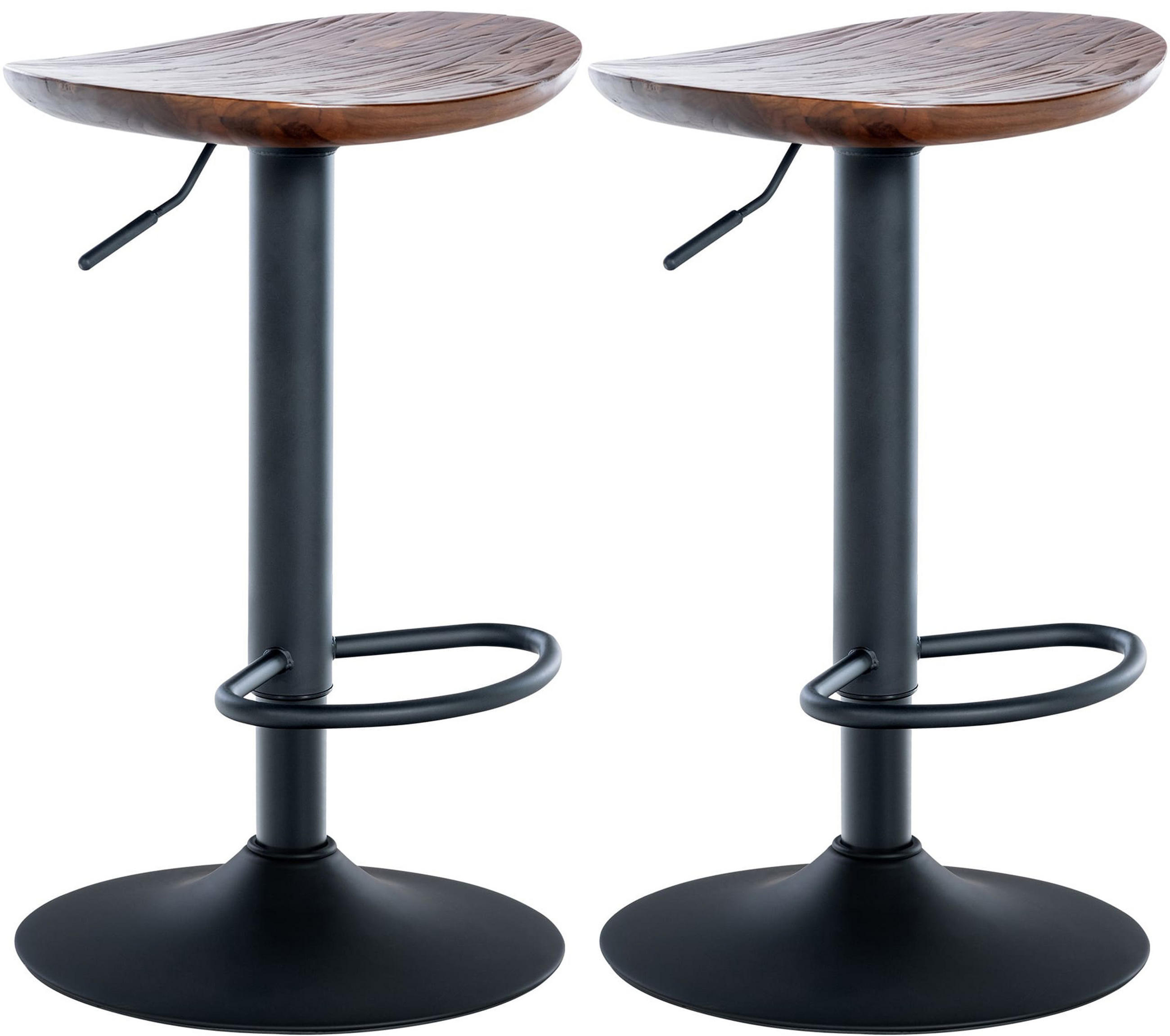 BARHOCKER 2er Set Shelton walnuss - Schwarz/Braun, Holz/Metall (41/80/38.5cm) - TPFLiving
