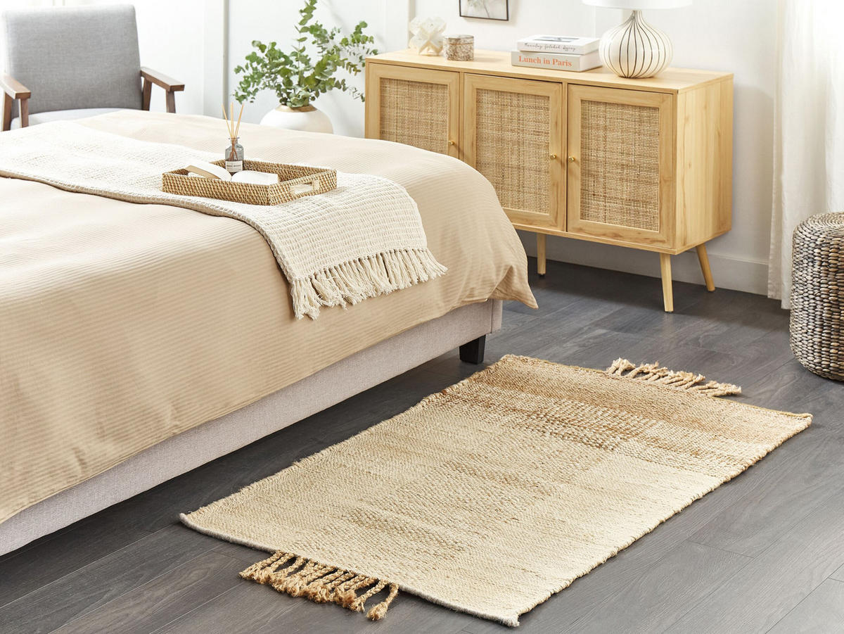 TEPPICH geflochten Hamzalar 150/80 cm - Beige, Naturmaterialien (80/150cm) - Beliani