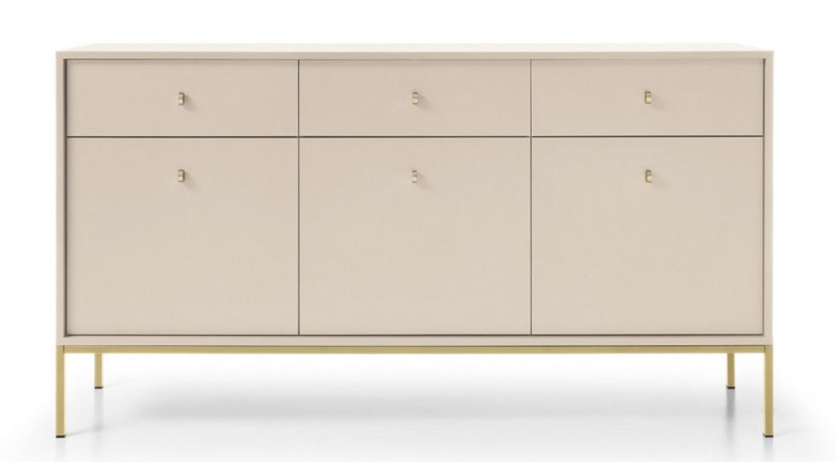 SIDEBOARD Beige MONAKO MKSZ154 Mit Rahmen Gold - Beige, Holzwerkstoff (153.4/83.2/39cm) - Sepro Meble