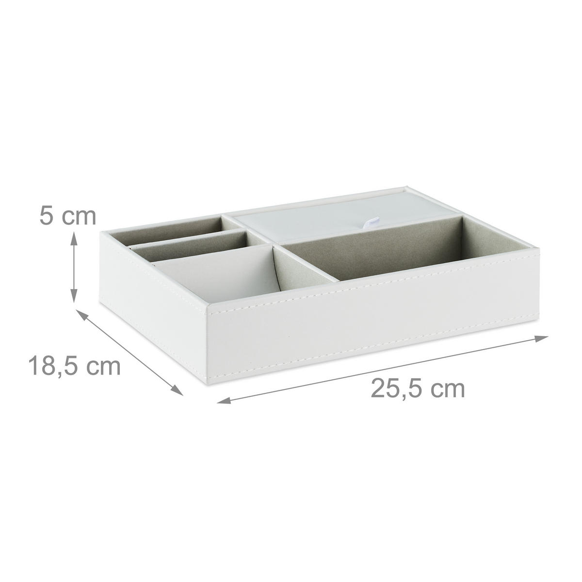 ZÁSOBNÍK na šperky - biela, kompozitné drevo/textil (25.5/5/18.5cm) - Relaxdays