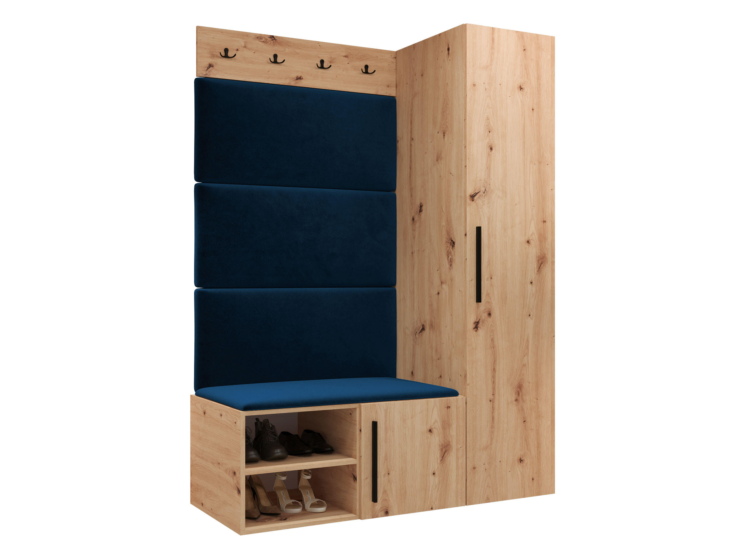 GARDEROBEN-SET Medi II - Blau/Schwarz, Holzwerkstoff/Kunststoff (40/191/50cm) - MIRJAN24