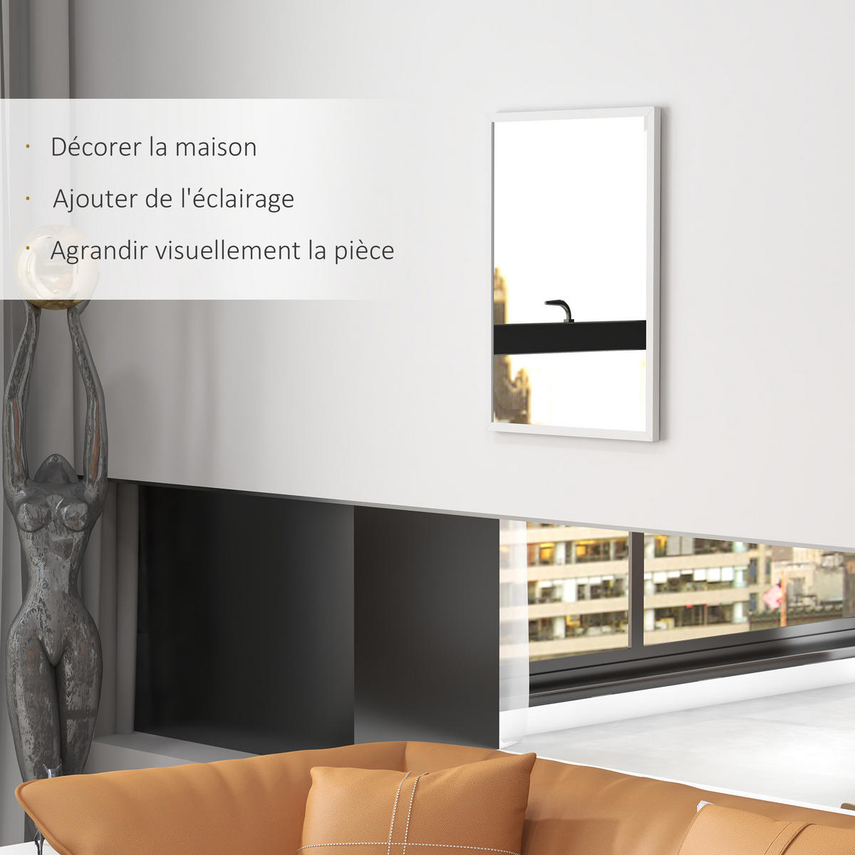 WANDSPIEGEL DE-14337 rechteckig 50x70 cm Weiß - Weiß, Glas (50/70/2cm) - ComfortXL