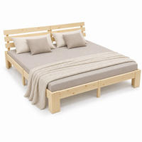 BETT Natur Massivholz mit Lattenrost 160x200 cm - Hellbraun, Holz - Relaxdays