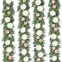 KÜNSTLICHE Blumengirlande 4-teiliges Set Rosa Weiß 170 cm - Multicolor, Kunststoff (5cm)