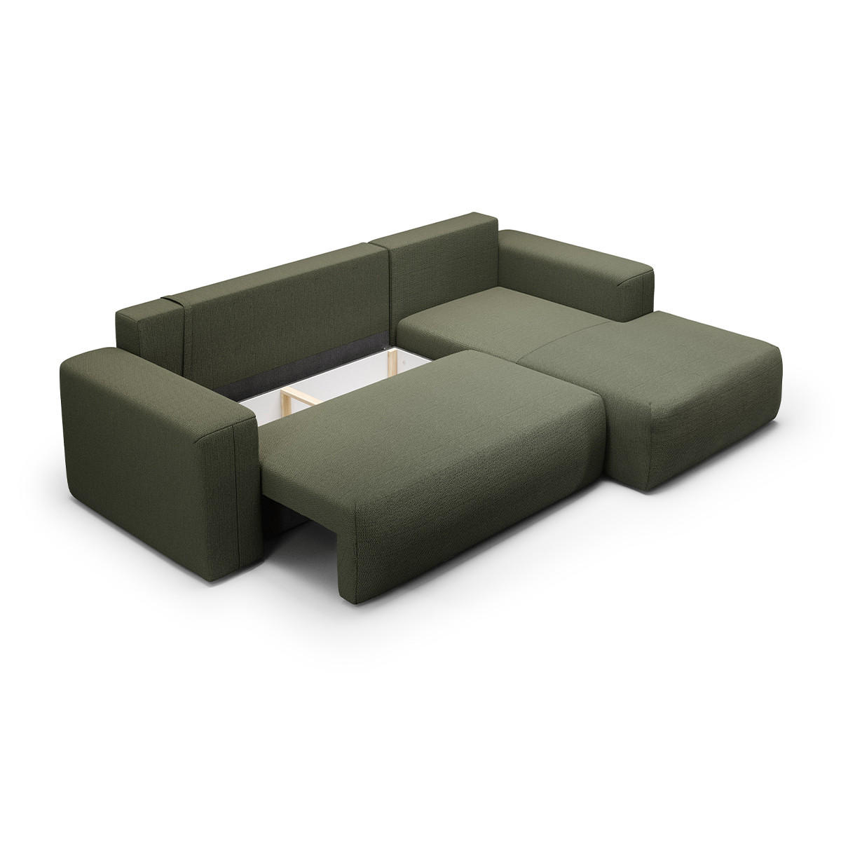 ECKSOFA Bliss 3 Sitzplätze Tannengrün - Grün, Holz (268/163cm) - Petits-meubles