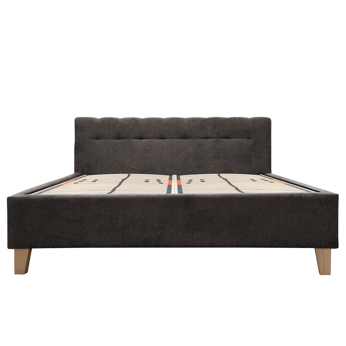 POLSTERBETT - Samt - Dunkelgrau, Holz/Textil (200/200cm) - home24