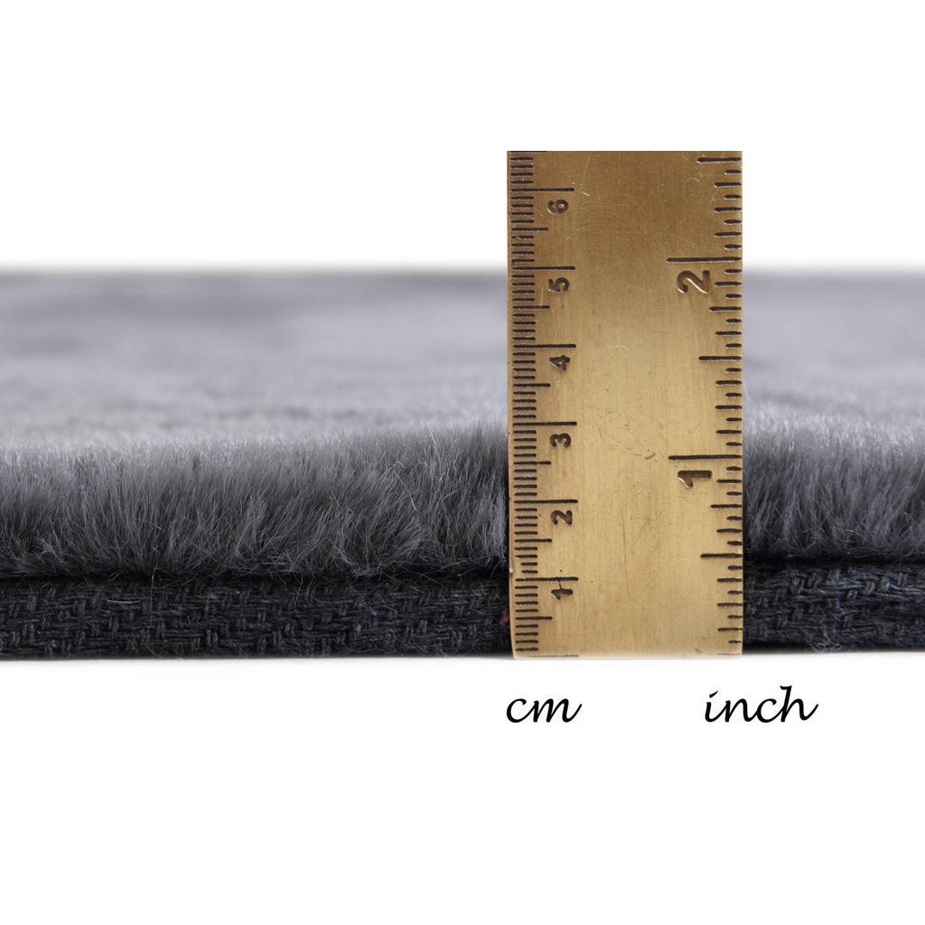 Thumbnail - Gino Falcone Kunstfellteppich, Anthrazit, Textil, Uni, Rund, 120x120 cm, für Fußbodenheizung geeignet, leicht zusammenro...