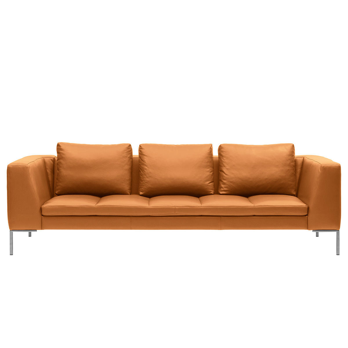 3-SITZER SOFA - Chromfarben/Cognac, Leder/Metall (238/81/105cm) - home24