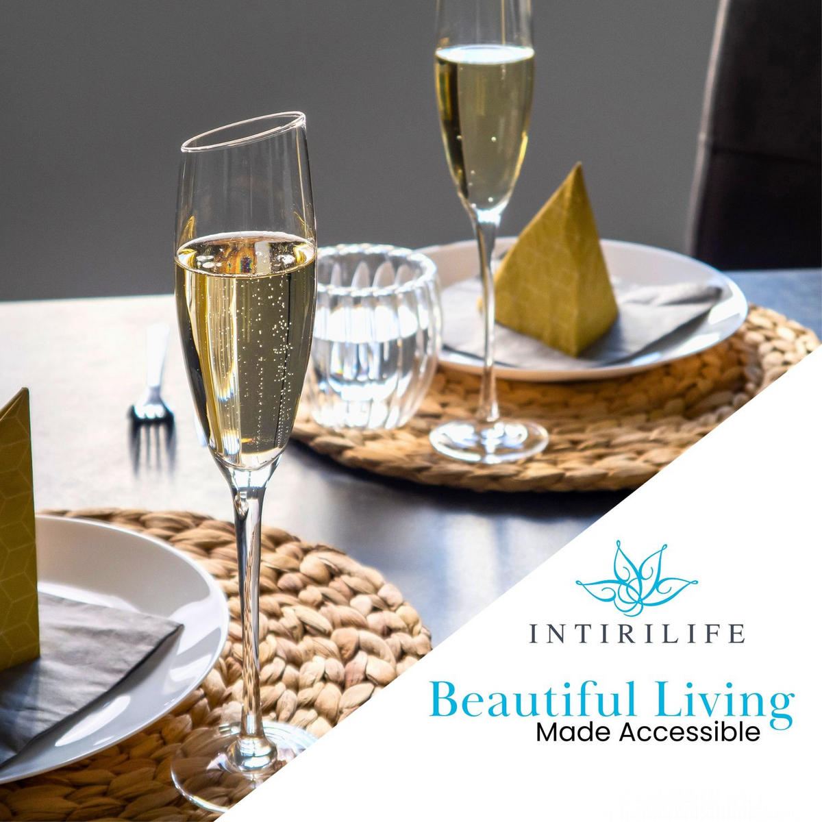 CHAMPAGNER/SEKT Glas mit moderner Kante 150 ml (2er-Set) - Transparent, Glas (0.15L) - Intirilife
