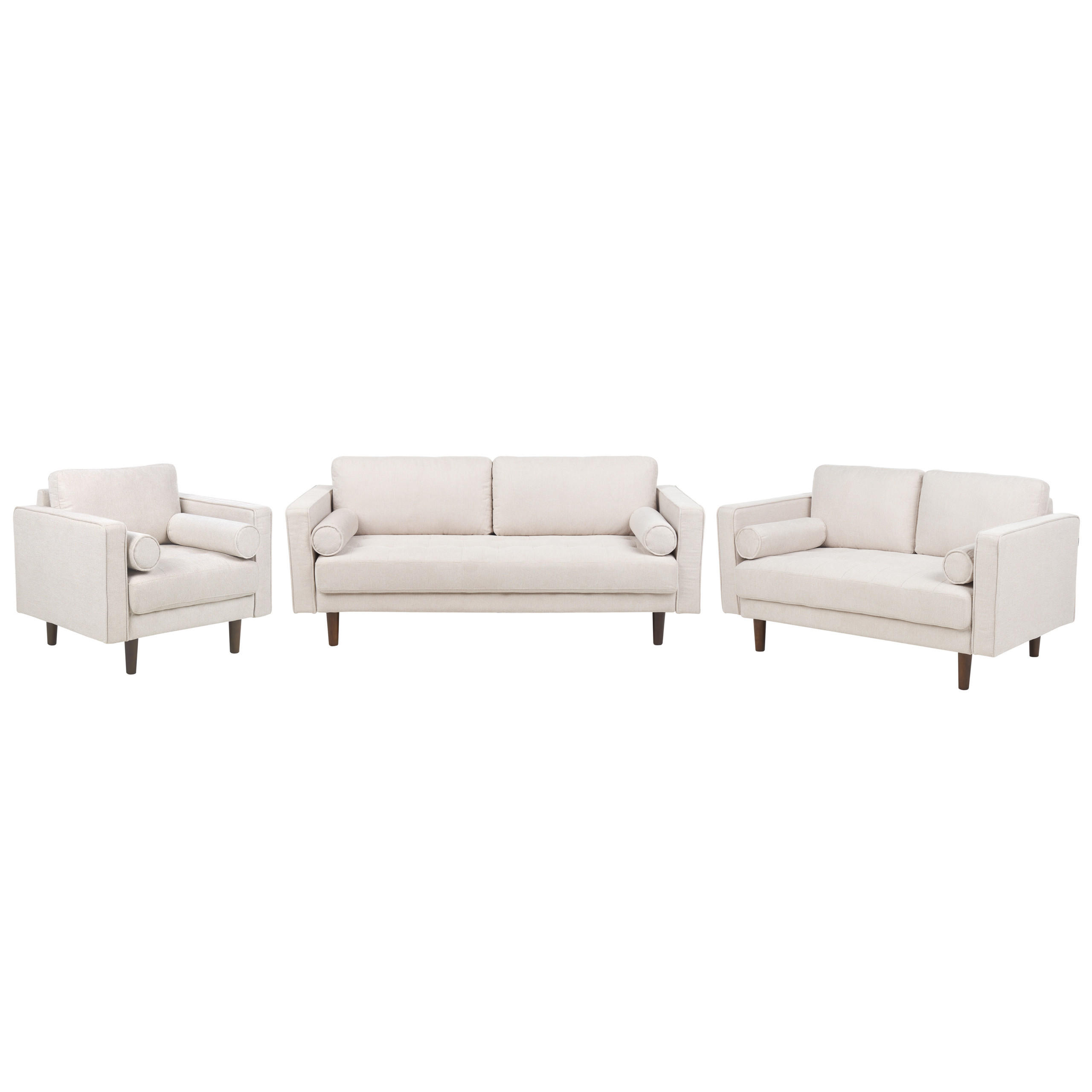 SOFA-SET 6-sitzer hellbeige Nurmo - Beige/Dunkelbraun, Textil (74/74/177cm) - Beliani
