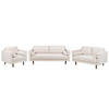 SOFA-SET 6-sitzer hellbeige Nurmo - Beige/Dunkelbraun, Textil (74/74/177cm) - Beliani